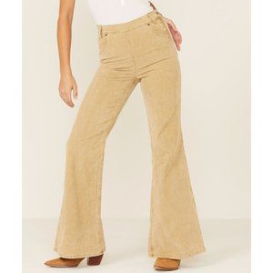 Free People Lee Modern Vintage Ginger Brown High Rise Corduroy Flare Jeans Cords
